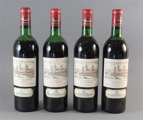 Four bottles of Cos DEstournel, 1970 St Estephe.